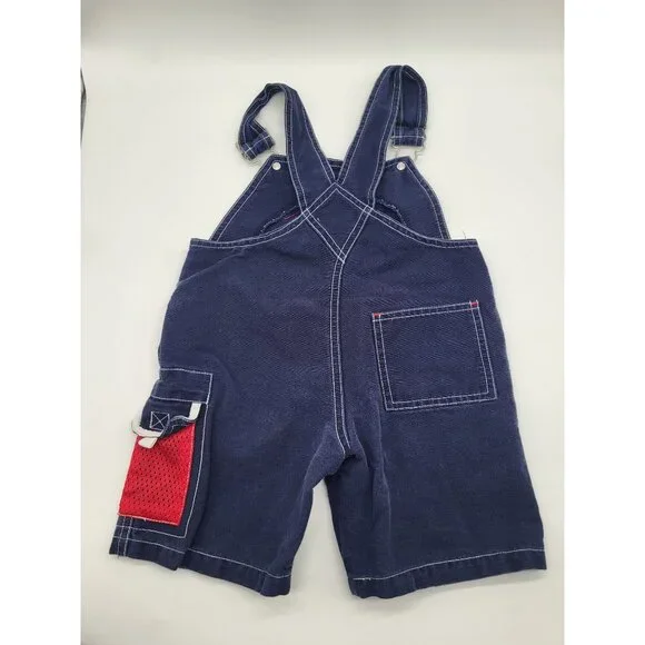 VTG Winnie the Pooh Kids 2T Overalls 100 Acre Woods Camp Woodsy Friends Applique